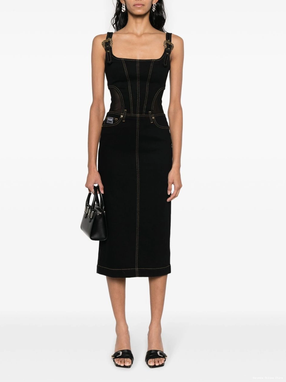 Affordable contrast-stitching denim Couture dress Versace Jeans Women 0704